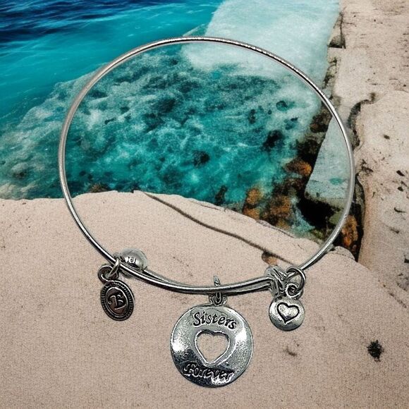 Brighton Sisters Forever Bangle Bracelet Expandable Silver Tone Charm Vintage  - Picture 7 of 16